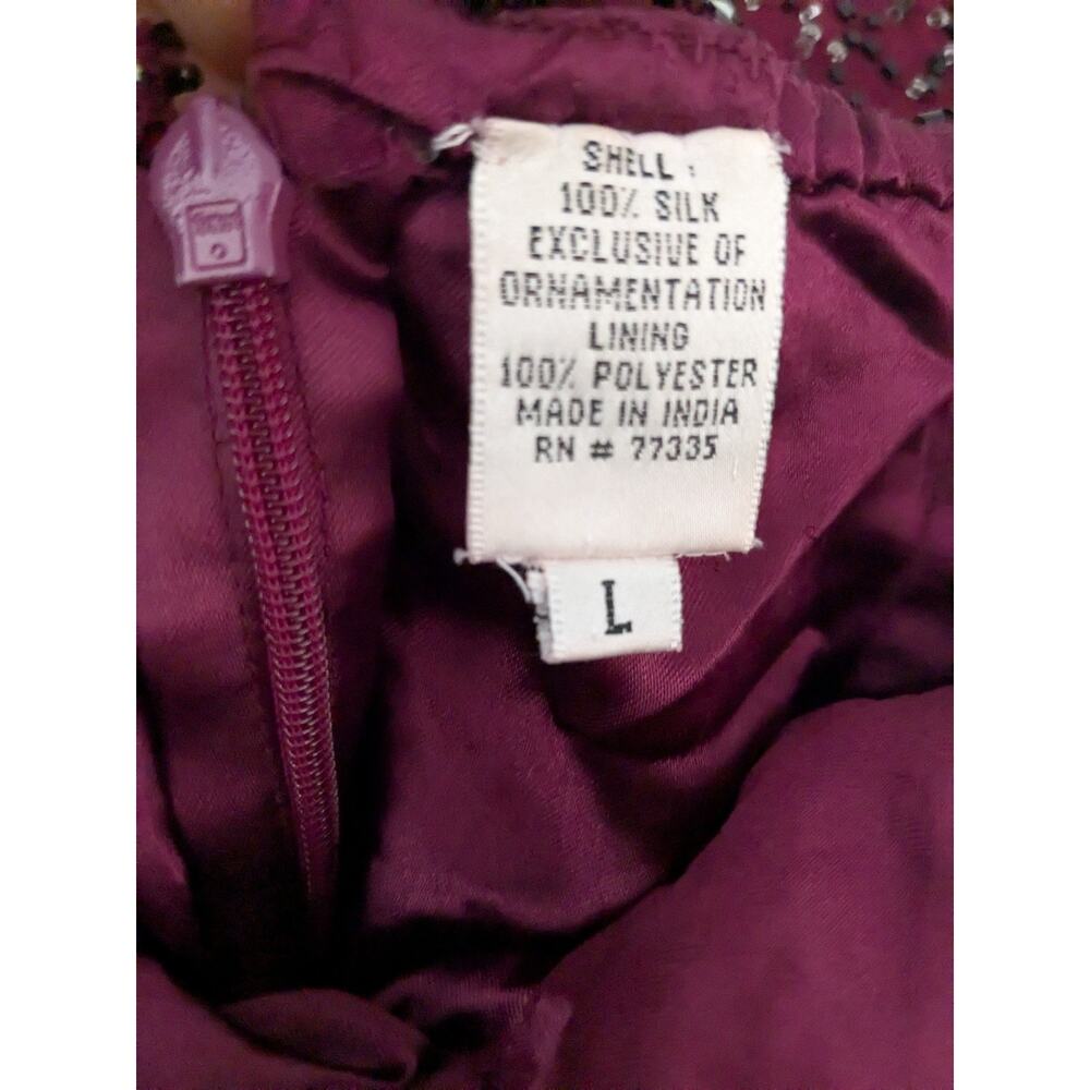 Scala Prom Dress Maxi Gown L Red Black Vintage Bead Silk Glam Holiday Y2K 90s - Picture 11 of 12